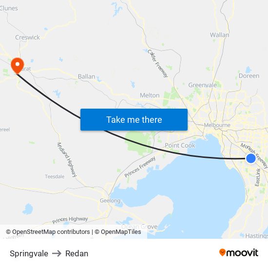 Springvale to Redan map