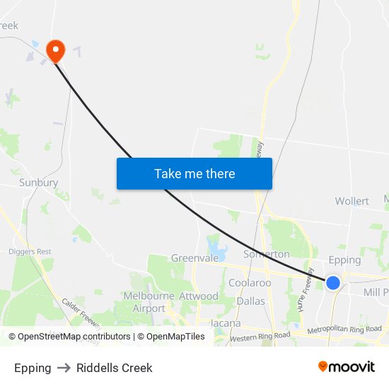 Epping to Riddells Creek map