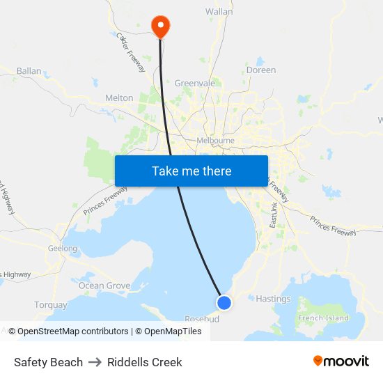 Safety Beach to Riddells Creek map