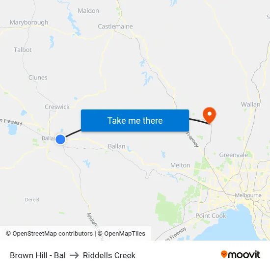 Brown Hill - Bal to Riddells Creek map