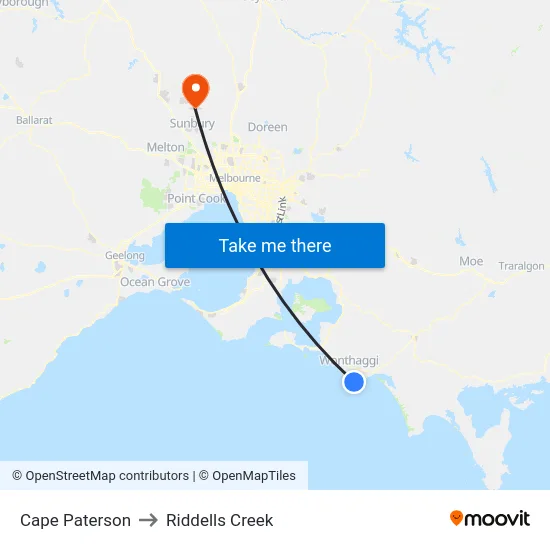 Cape Paterson to Riddells Creek map