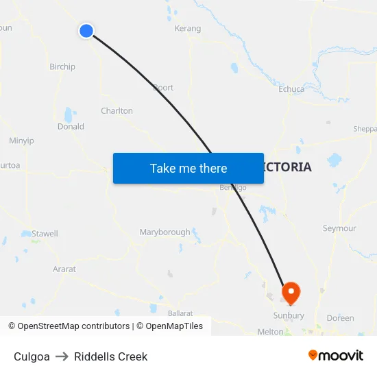 Culgoa to Riddells Creek map