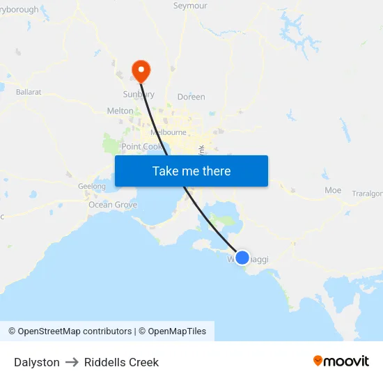 Dalyston to Riddells Creek map