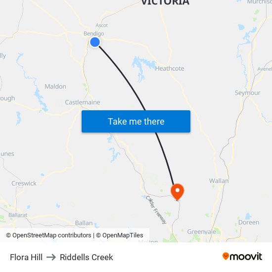 Flora Hill to Riddells Creek map