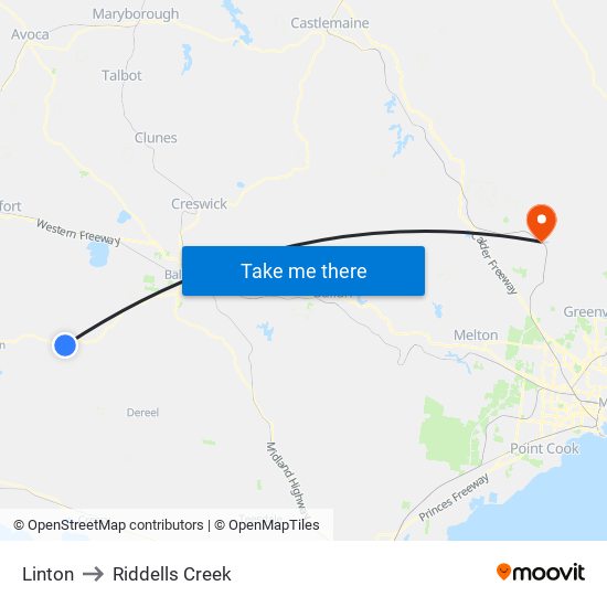 Linton to Riddells Creek map