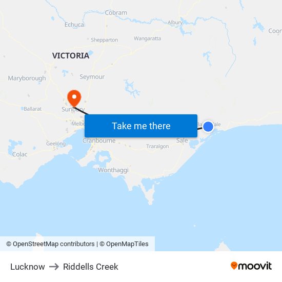 Lucknow to Riddells Creek map