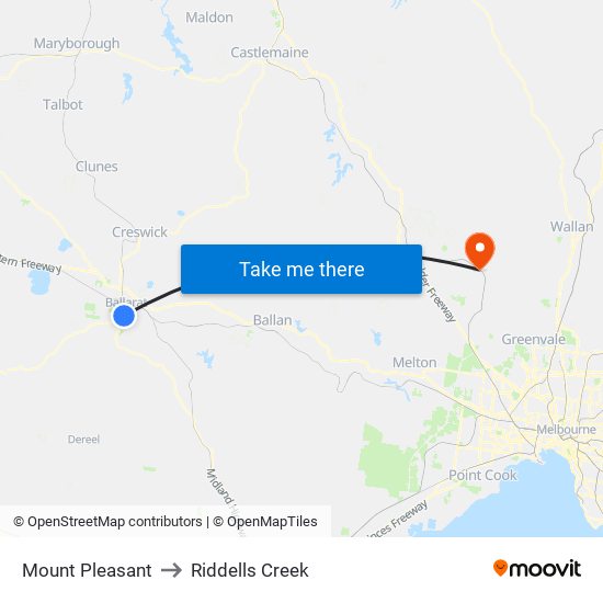 Mount Pleasant to Riddells Creek map