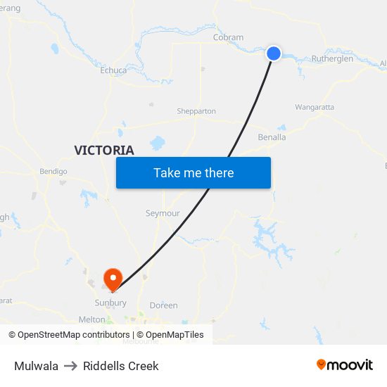 Mulwala to Riddells Creek map