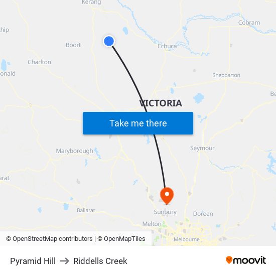 Pyramid Hill to Riddells Creek map