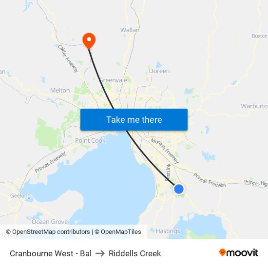 Cranbourne West - Bal to Riddells Creek map