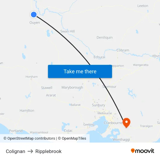 Colignan to Ripplebrook map