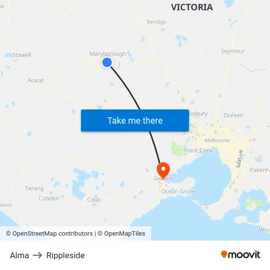 Alma to Rippleside map