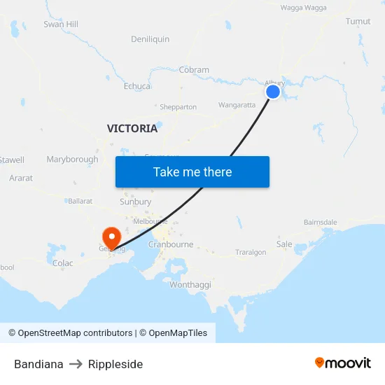 Bandiana to Rippleside map