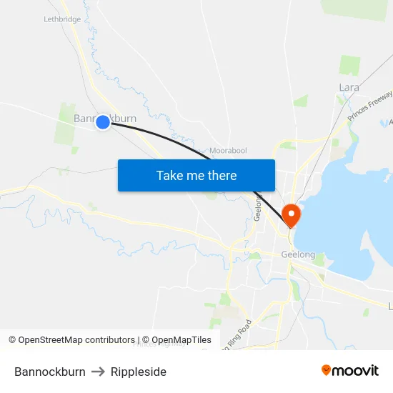 Bannockburn to Rippleside map