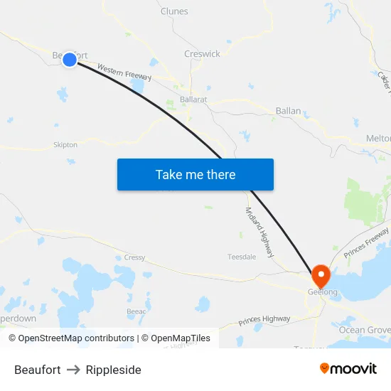 Beaufort to Rippleside map