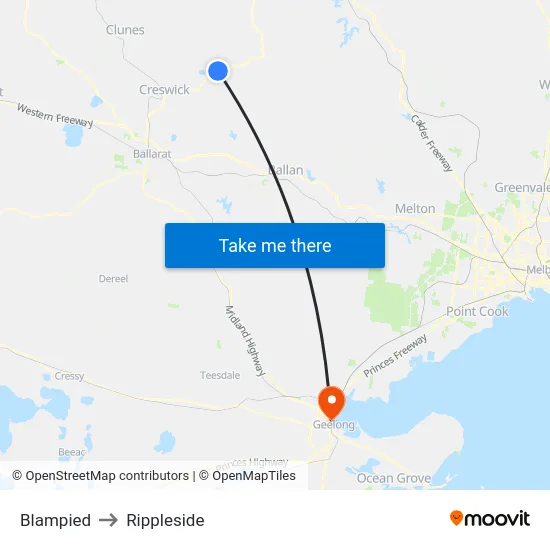 Blampied to Rippleside map