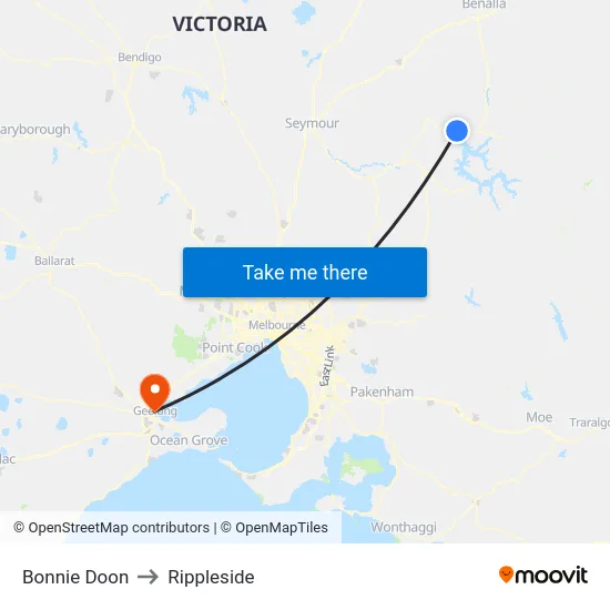 Bonnie Doon to Rippleside map
