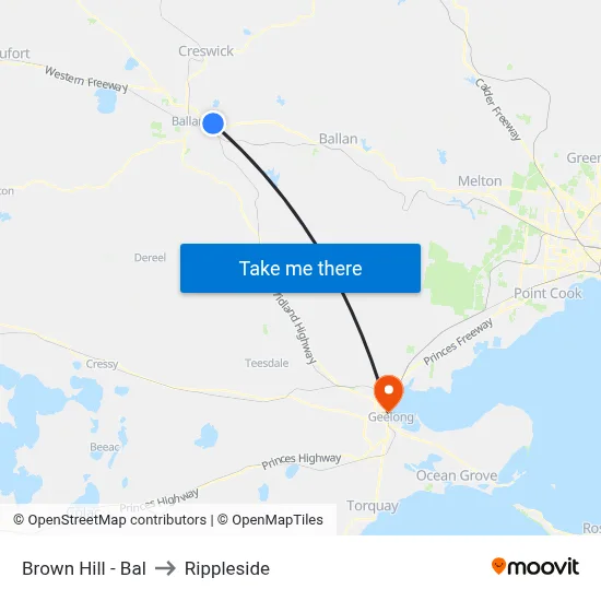 Brown Hill - Bal to Rippleside map