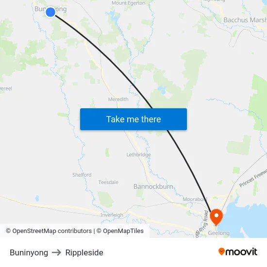 Buninyong to Rippleside map