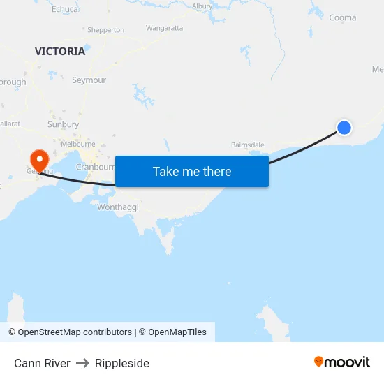 Cann River to Rippleside map