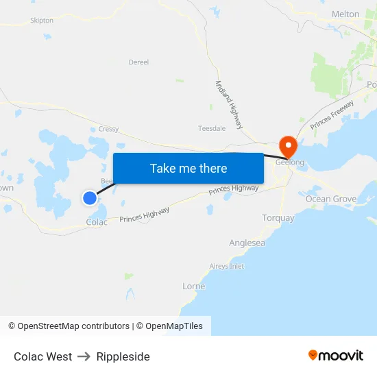 Colac West to Rippleside map