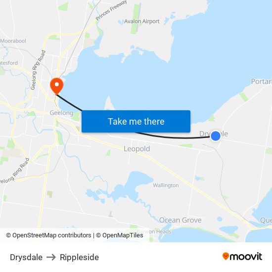 Drysdale to Rippleside map