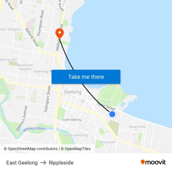 East Geelong to Rippleside map