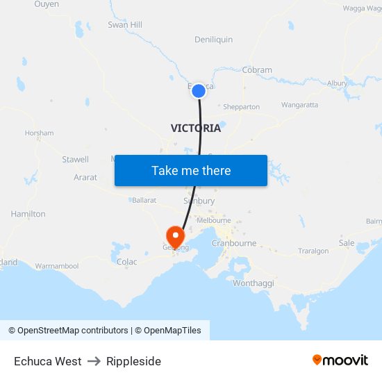 Echuca West to Rippleside map