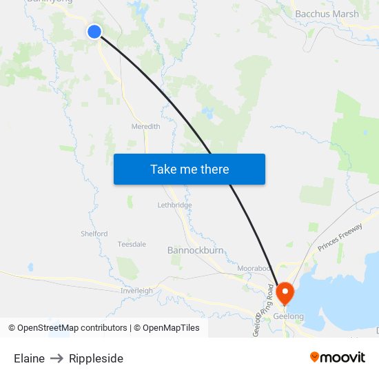 Elaine to Rippleside map