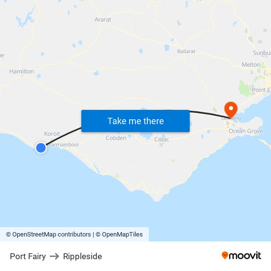 Port Fairy to Rippleside map