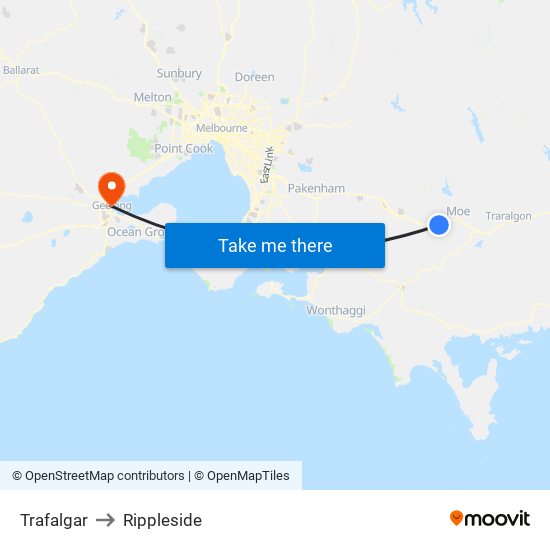 Trafalgar to Rippleside map