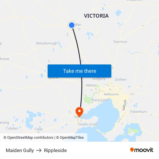 Maiden Gully to Rippleside map