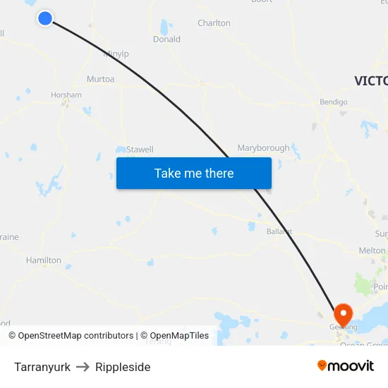 Tarranyurk to Rippleside map