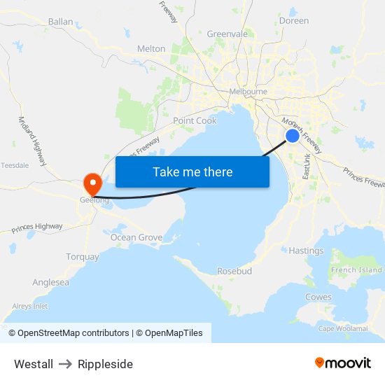 Westall to Rippleside map