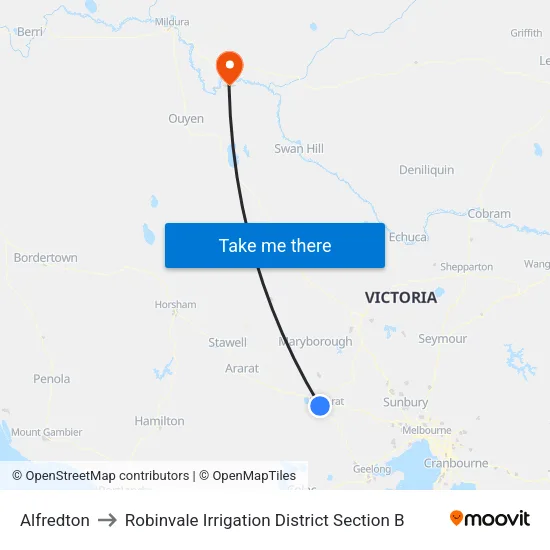 Alfredton to Robinvale Irrigation District Section B map