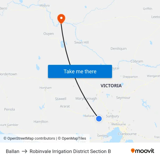 Ballan to Robinvale Irrigation District Section B map