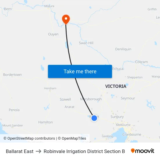 Ballarat East to Robinvale Irrigation District Section B map