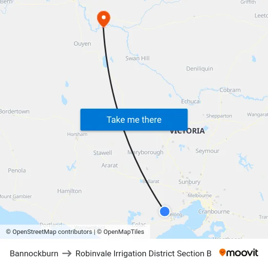 Bannockburn to Robinvale Irrigation District Section B map
