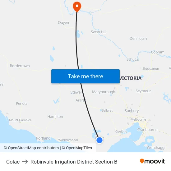 Colac to Robinvale Irrigation District Section B map