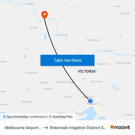 Melbourne Airport MEL to Robinvale Irrigation District Section B map