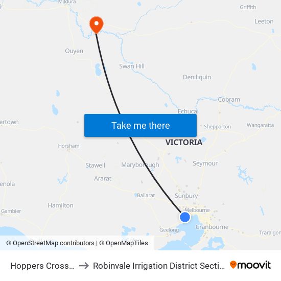 Hoppers Crossing to Robinvale Irrigation District Section B map