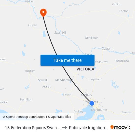 13-Federation Square/Swanston St (Melbourne City) to Robinvale Irrigation District Section B map