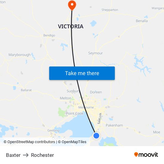 Baxter to Rochester map