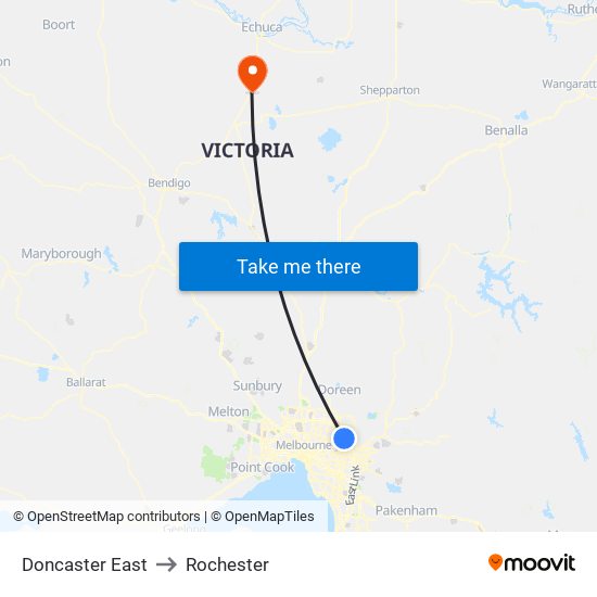 Doncaster East to Rochester map