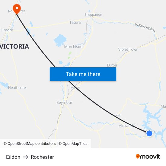 Eildon to Rochester map