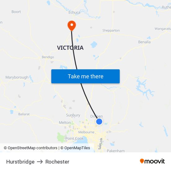 Hurstbridge to Rochester map