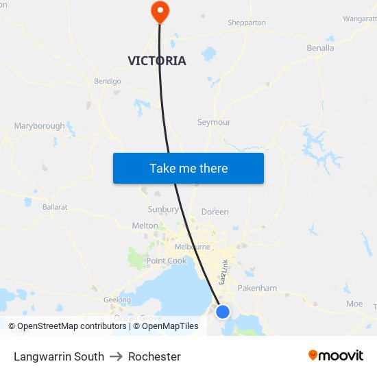 Langwarrin South to Rochester map