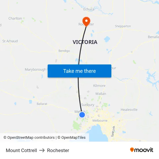 Mount Cottrell to Rochester map