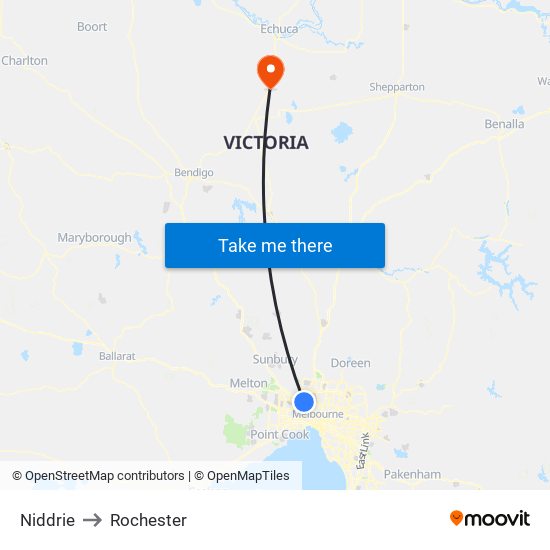 Niddrie to Rochester map