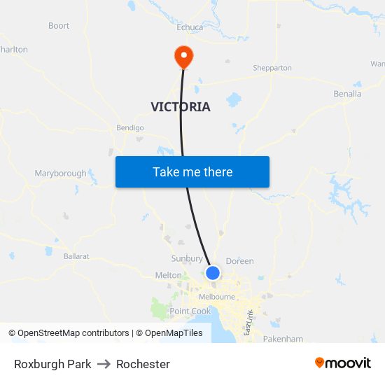 Roxburgh Park to Rochester map